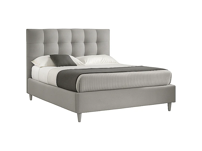 Nubea,  Letto alla Francese Con Contenitore Rivestimento Velluto Idrorepellente Grigio Chiaro (155cm X 225cm X 120cm)| Duzzle