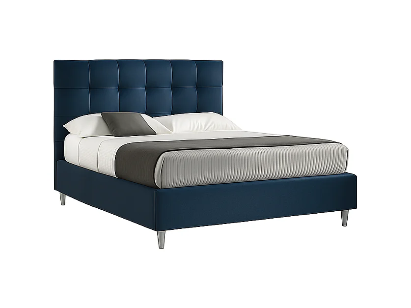 Nubea,  Letto Matrimoniale Con Contenitore Rivestimento Vegan Leather Easy Clean Blu  (175cm X 225cm X 120cm)| Duzzle