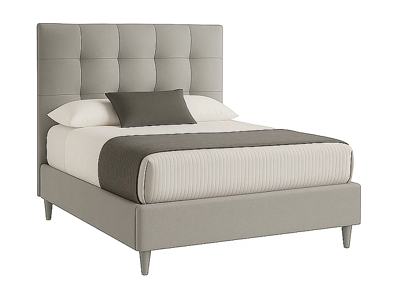 Nubea,  Letto a Una Piazza E Mezza Con Contenitore Rivestimento Velluto Idrorepellente Grigio Chiaro (135cm X 225cm X 120cm)| Duzzle