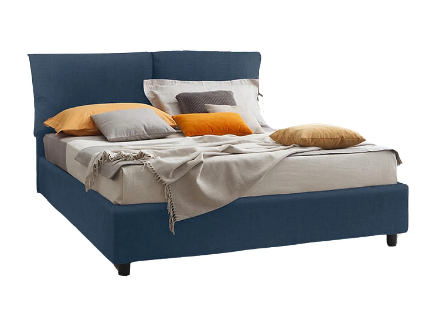 Noemi,  Letto Matrimoniale Noemi Con Contenitore Tessuto Blu (170cm X 200cm X 108cm)