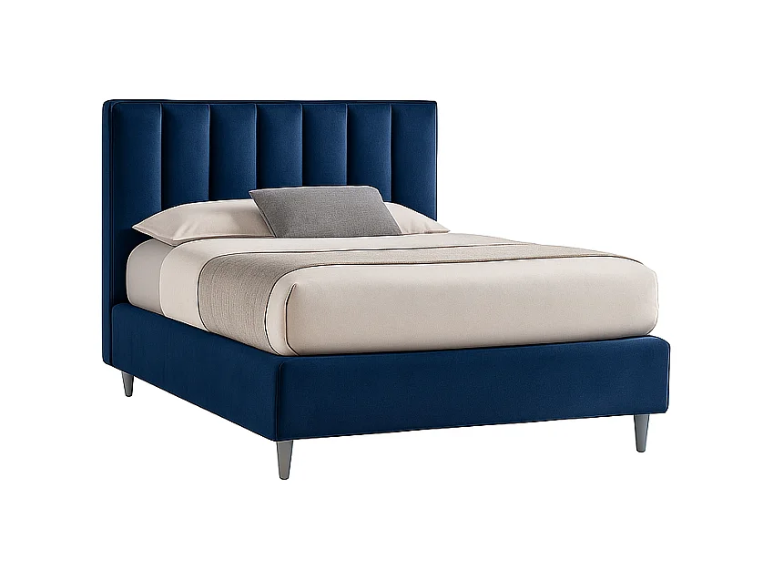 Oasi,  Letto alla Francese Con Contenitore Rivestimento Velluto Idrorepellente Blu (155cm X 225cm X 120cm)| Duzzle