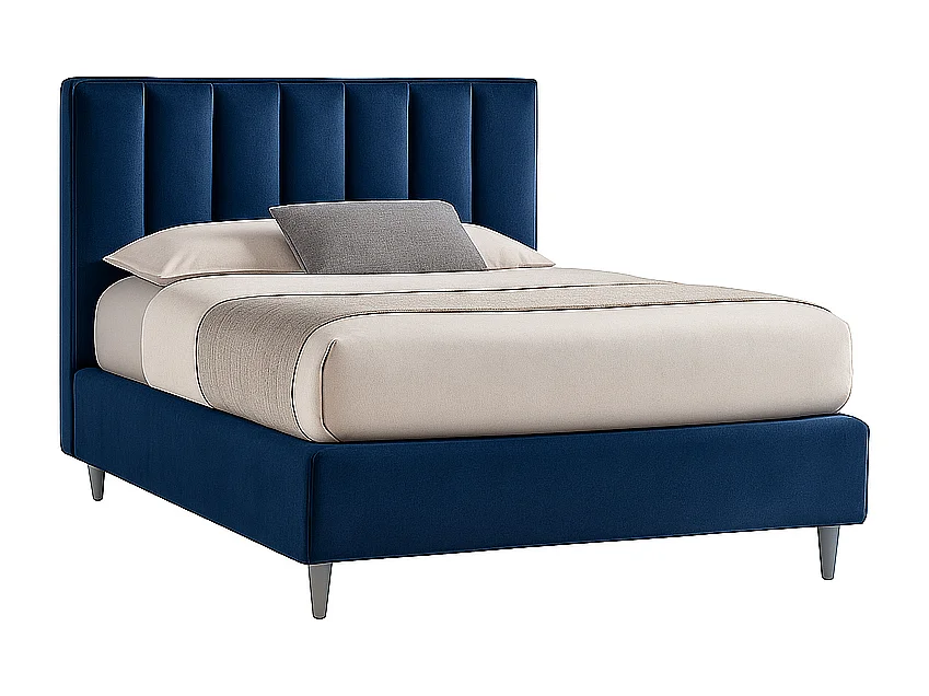 Oasi,  Letto alla Francese Con Contenitore Rivestimento Velluto Idrorepellente Blu (155cm X 225cm X 120cm)