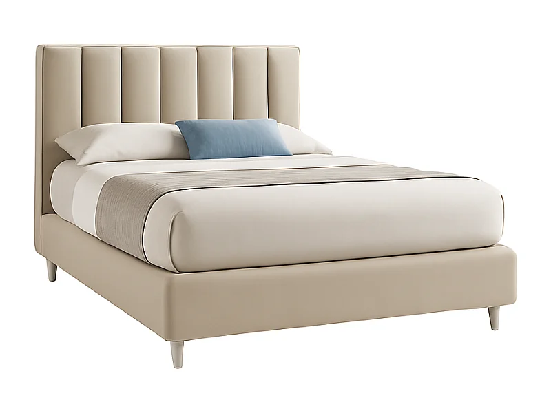 Oasi,  Letto alla Francese Con Contenitore Rivestimento Velluto Idrorepellente Panna (155cm X 225cm X 120cm)| Duzzle