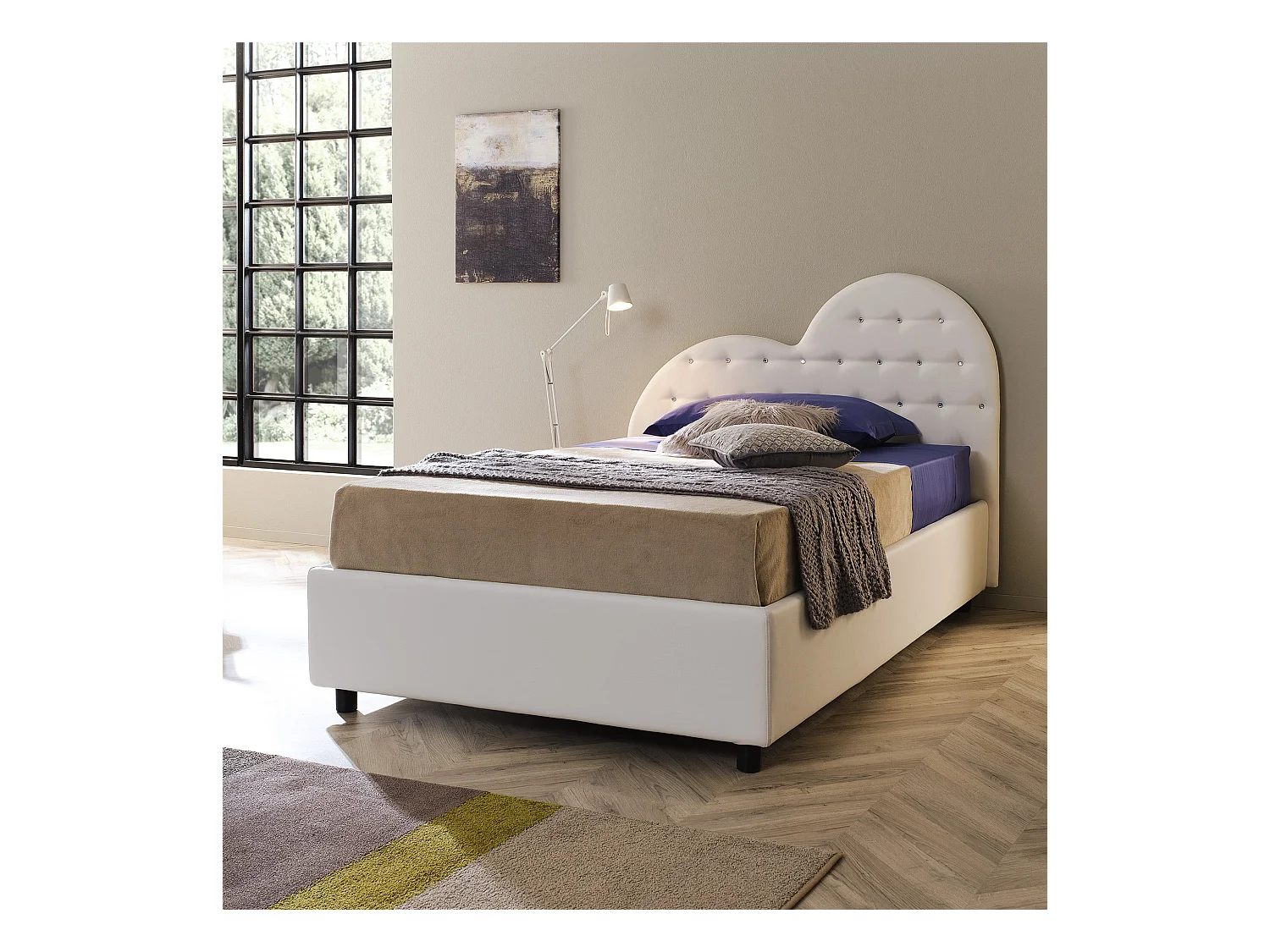 Valentina,  Letto a Una Piazza E Mezza 120 Rete Alzata Frontale (136cm X 210cm X 106cm)| Duzzle