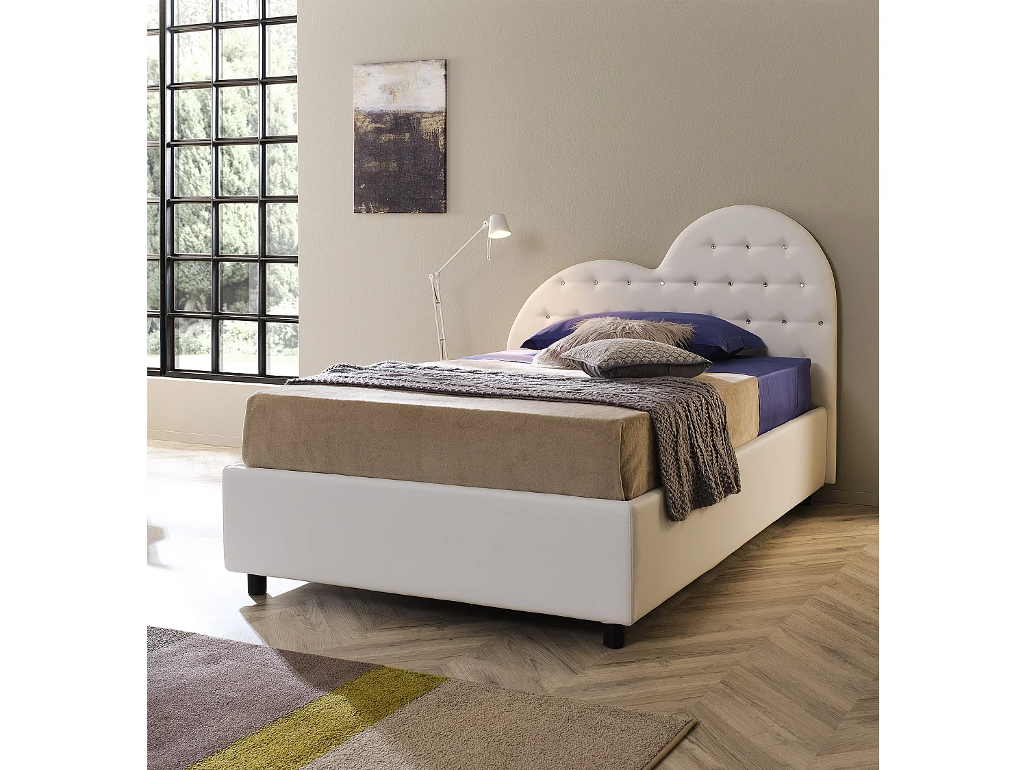 Valentina,  Letto a Una Piazza E Mezza 120 Rete Alzata Frontale (136cm X 210cm X 106cm)