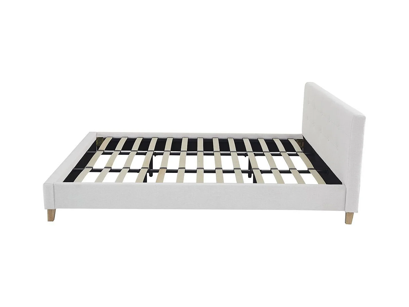 Ensemble Lit adulte 180x200cm avec tête de lit en tissu beige - Milo + Matelas mémoire de forme - Dual Confort