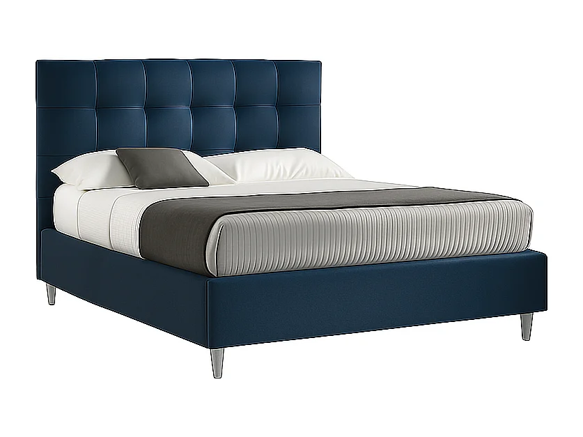 Nubea,  Letto alla Francese Con Contenitore Rivestimento Vegan Leather Easy Clean Blu  (155cm X 225cm X 120cm)| Duzzle