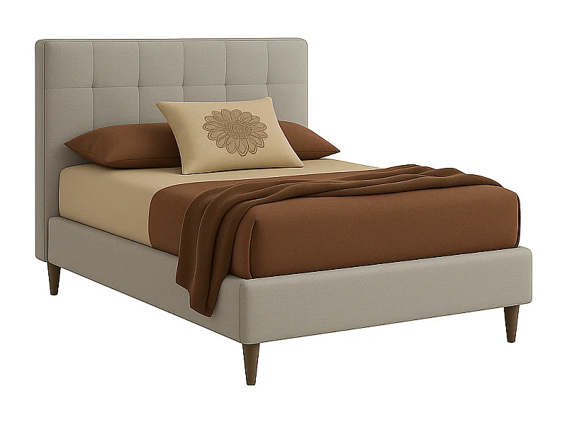 Talia,  Letto a Una Piazza E Mezza Con Contenitore Rivestimento Vegan Leather Easy Clean Grigio Chiaro  (135cm X 225cm X 120cm)| Duzzle