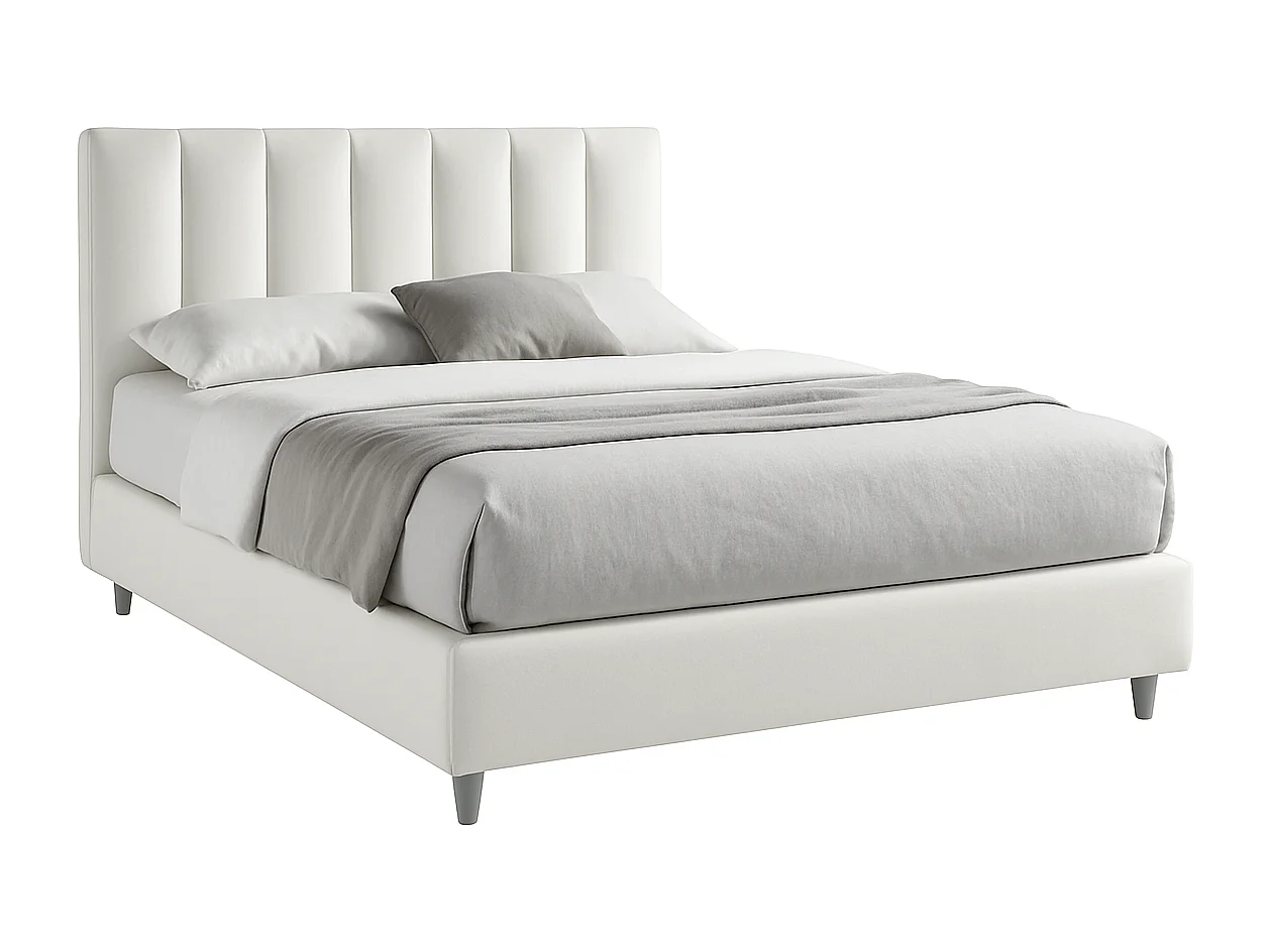 Oasi,  Letto alla Francese Con Contenitore Rivestimento Vegan Leather Easy Clean Bianco  (155cm X 225cm X 120cm)| Duzzle