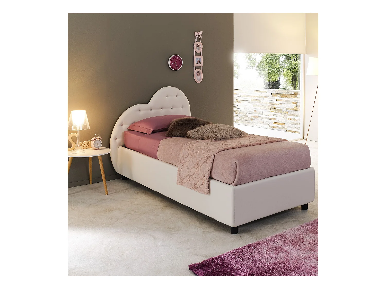 Valentina,  Letto Singolo 90 Rete Alzata Frontale (110cm X 210cm X 106cm)| Duzzle
