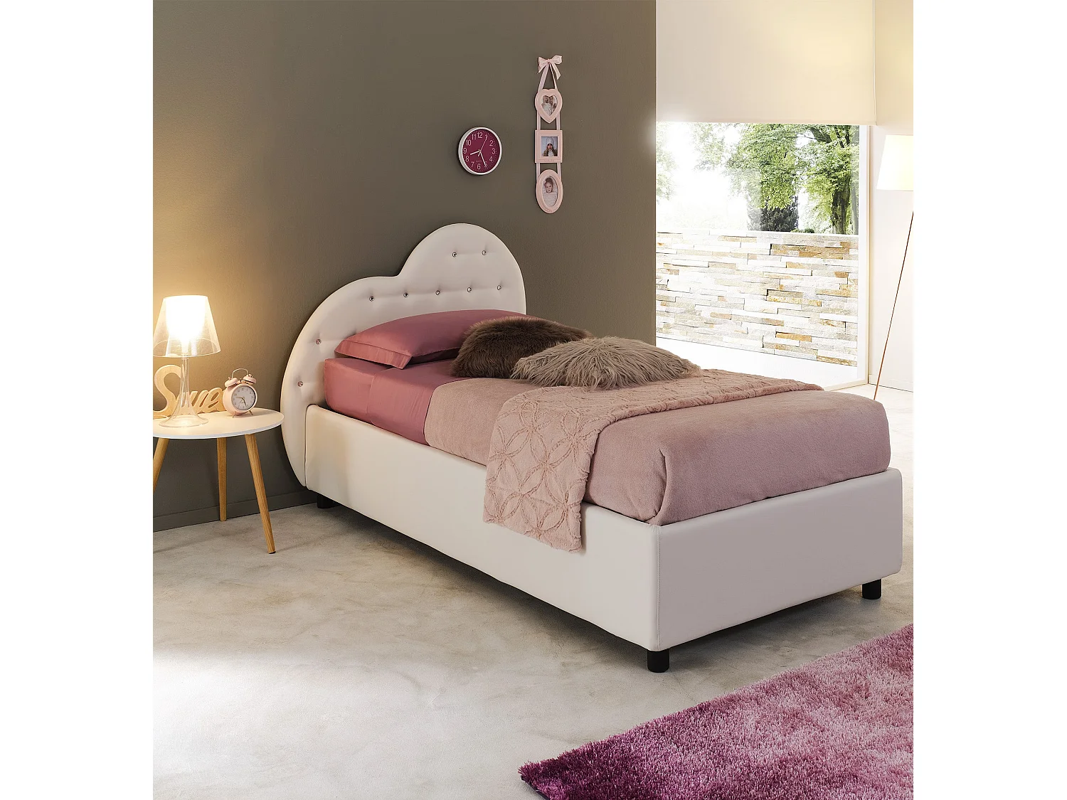 Valentina,  Letto Singolo 90 Rete Alzata Frontale (110cm X 210cm X 106cm)