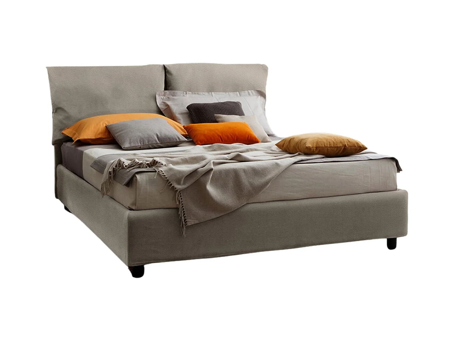 Noemi,  Letto Matrimoniale Noemi Con Contenitore Similpelle Tortora (170cm X 200cm X 108cm)| Duzzle