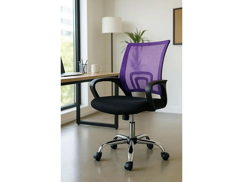 Silla de Oficina Midi Pro en Morado - Máxima Ergonomía - Ideal para Escritorio y Gaming