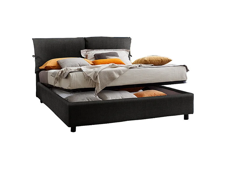 Noemi,  Letto Matrimoniale Noemi Con Contenitore Tessuto Grigio Scuro (170cm X 200cm X 108cm)| Duzzle