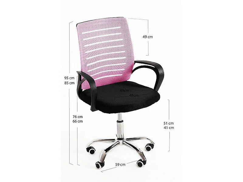 Silla de Oficina Visi en Rosa claro - Máxima Ergonomía - Ideal para Escritorio y Gaming