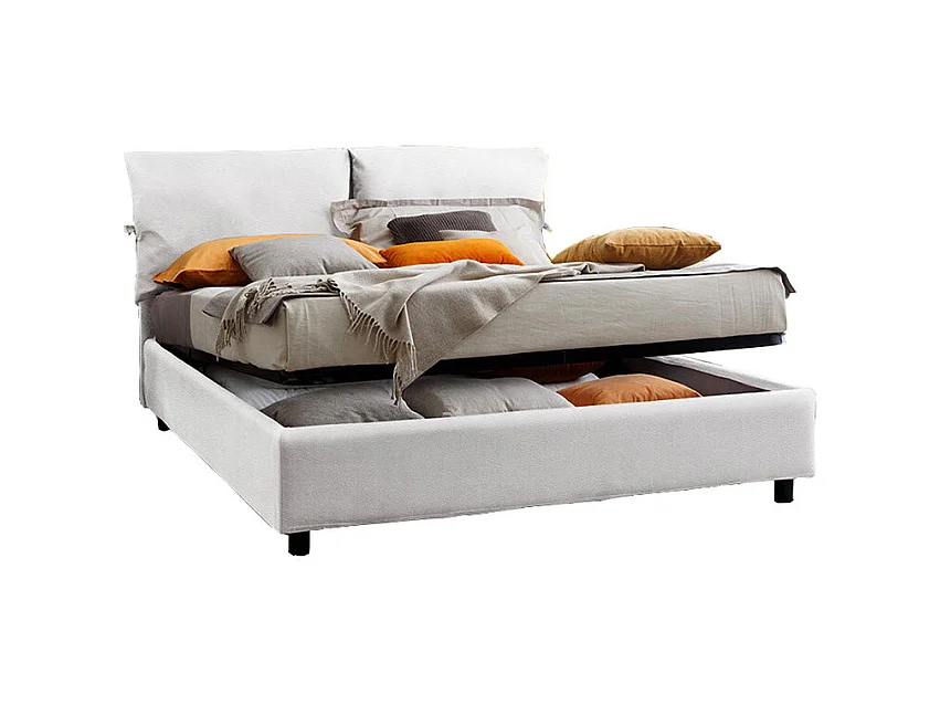 Noemi,  Letto Matrimoniale Noemi Con Contenitore Similpelle Bianco (170cm X 200cm X 108cm)| Duzzle