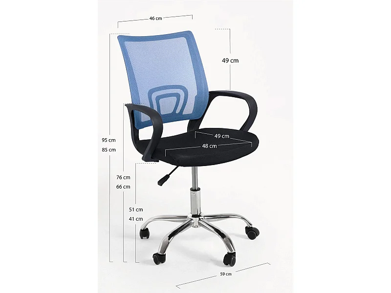 Silla de Oficina Midi Pro en Azul claro - Máxima Ergonomía - Ideal para Escritorio y Gaming