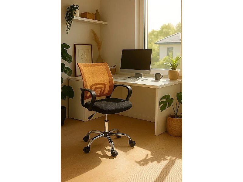 Silla de Oficina Naranja y Negra Midi Pro - Máxima Ergonomía - Ideal para Escritorio y Gaming
