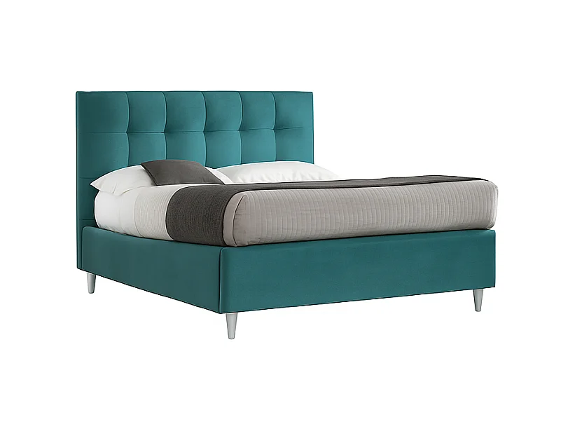 Nubea,  Letto alla Francese Con Contenitore Rivestimento Velluto Idrorepellente Turchese (155cm X 225cm X 120cm)| Duzzle