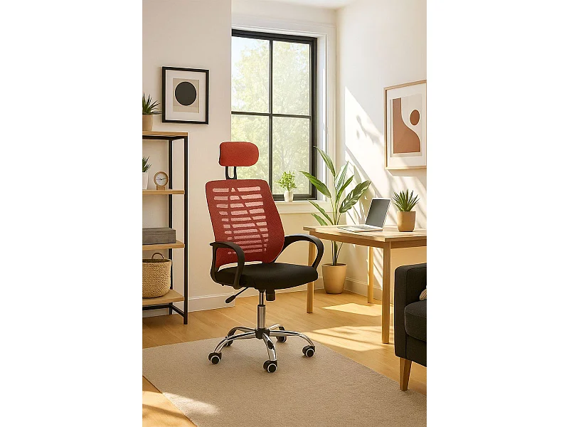 Silla de Oficina Kontor en Rojo - Máxima Ergonomía - Ideal para Escritorio y Gaming