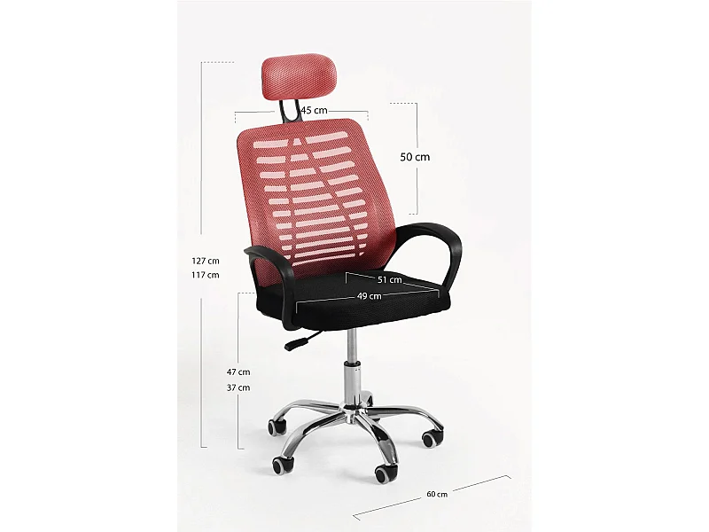 Silla de Oficina Kontor en Rojo - Máxima Ergonomía - Ideal para Escritorio y Gaming