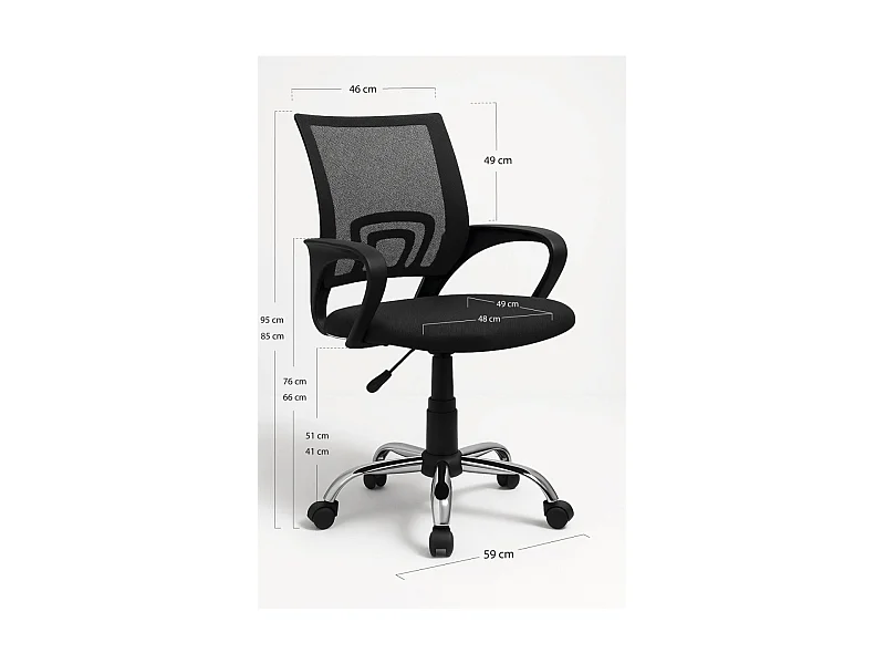 Silla de Oficina Negra Midi - Máxima Ergonomía - Ideal para Escritorio y Gaming