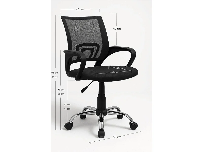 Silla de Oficina Negra Midi - Máxima Ergonomía - Ideal para Escritorio y Gaming