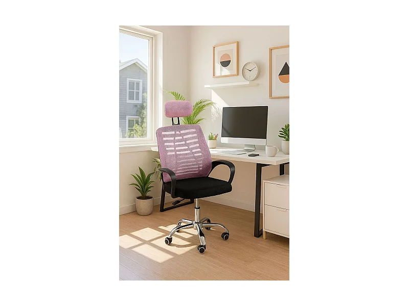 Silla de Oficina Kontor en Rosa claro - Máxima Ergonomía - Ideal para Escritorio y Gaming