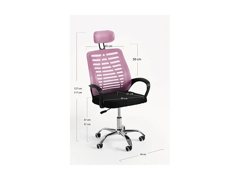 Silla de Oficina Kontor en Rosa claro - Máxima Ergonomía - Ideal para Escritorio y Gaming