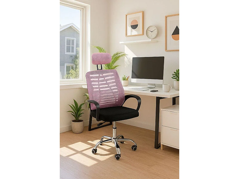 Silla de Oficina Kontor en Rosa claro - Máxima Ergonomía - Ideal para Escritorio y Gaming