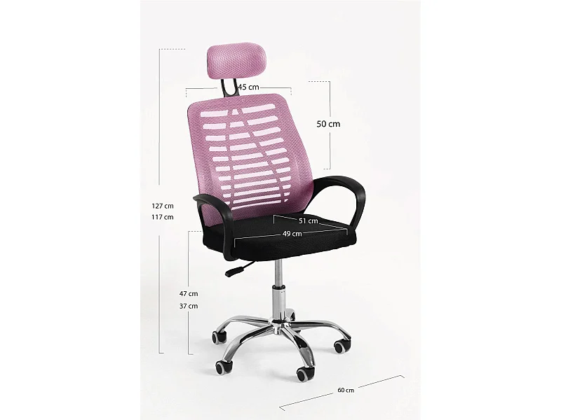 Silla de Oficina Kontor en Rosa claro - Máxima Ergonomía - Ideal para Escritorio y Gaming