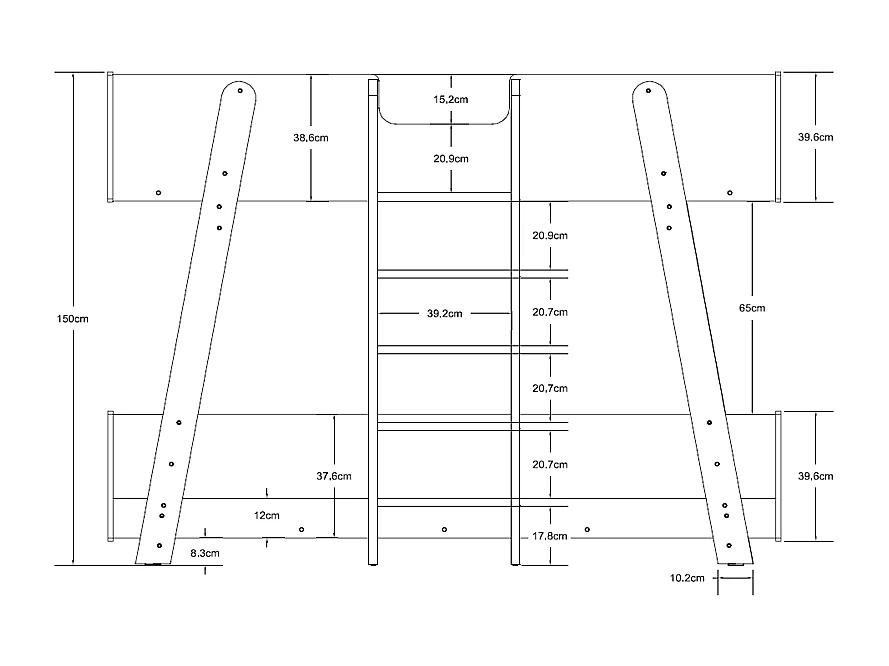 Lit superposés 90 x 190 cm - Blanc et naturel + Matelas - CORODELA