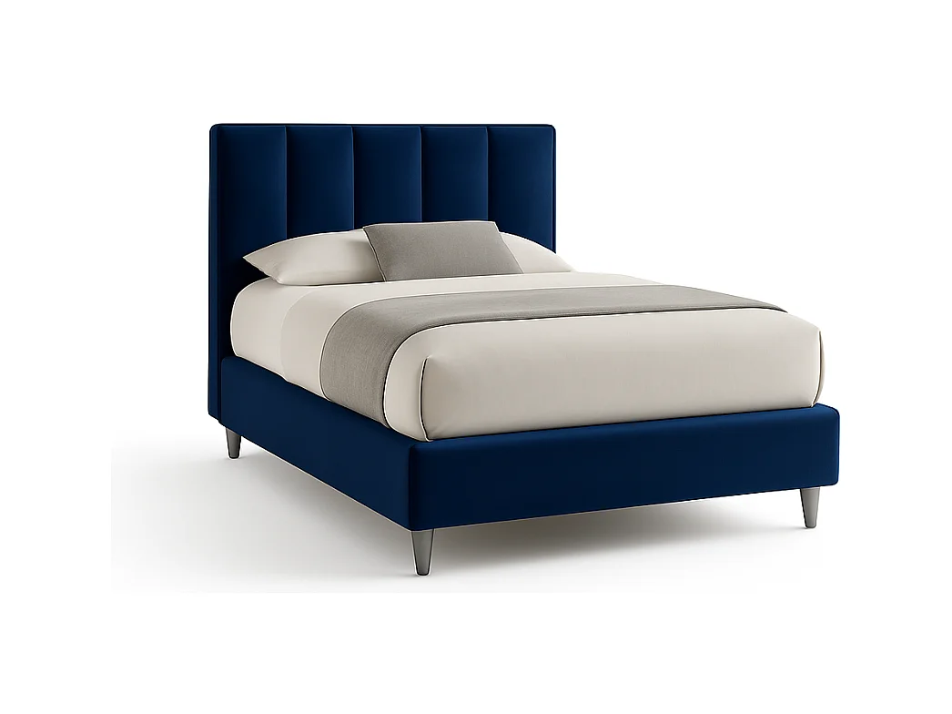 Oasi,  Letto a Una Piazza E Mezza Rivestimento Velluto Idrorepellente Blu (135cm X 225cm X 120cm)| Duzzle