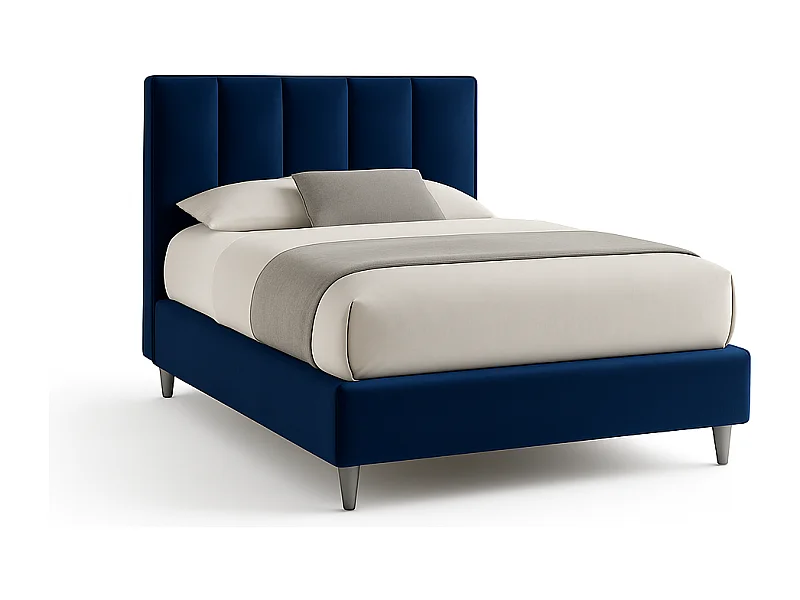 Oasi,  Letto a Una Piazza E Mezza Con Rete Rivestimento Velluto Idrorepellente Blu (135cm X 225cm X 120cm)| Duzzle