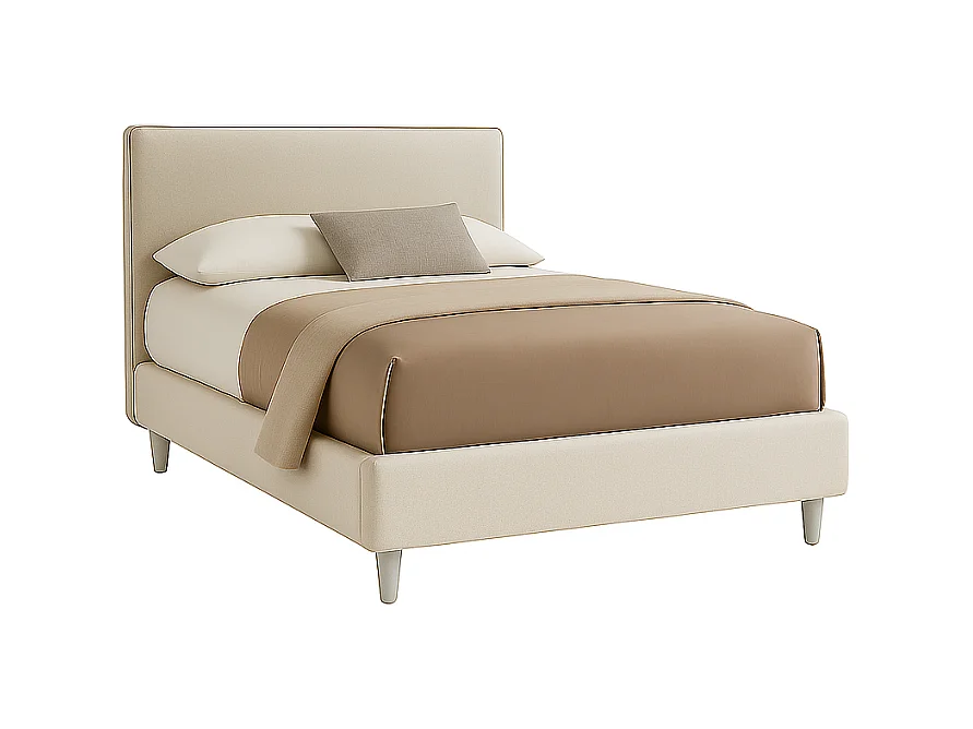 Vela,  Letto a Una Piazza E Mezza Rivestimento Tessuto Idrorepellente Beige (135cm X 225cm X 120cm)| Duzzle