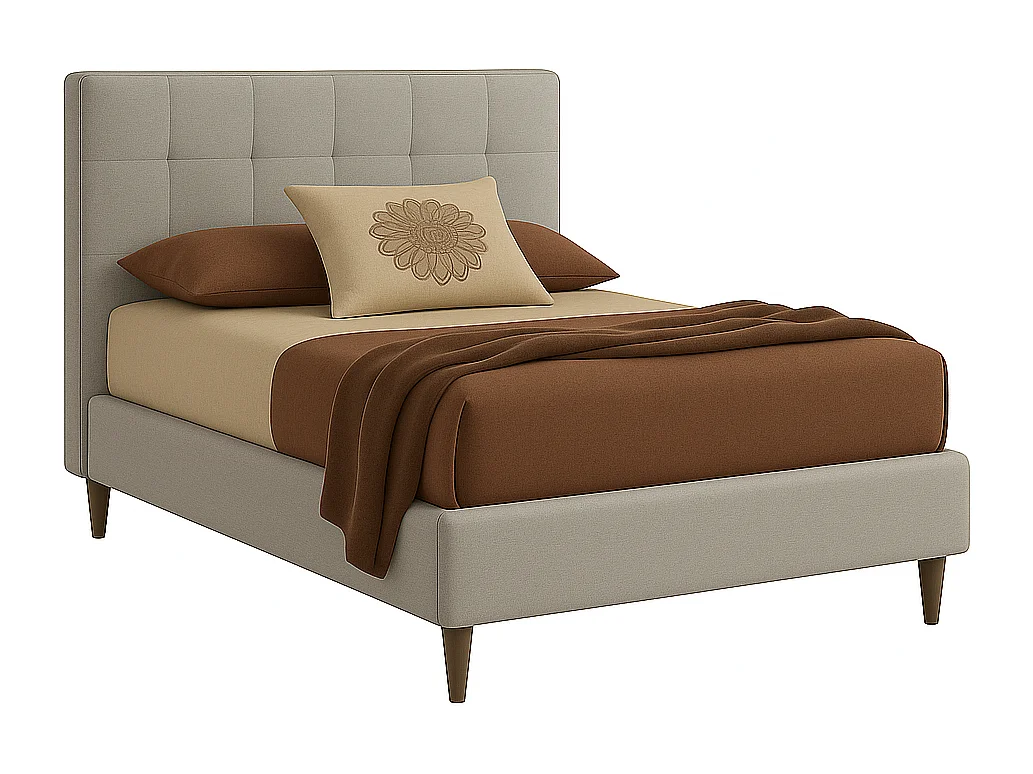 Talia,  Letto a Una Piazza E Mezza Rivestimento Vegan Leather Easy Clean Grigio Chiaro  (135cm X 225cm X 120cm)| Duzzle