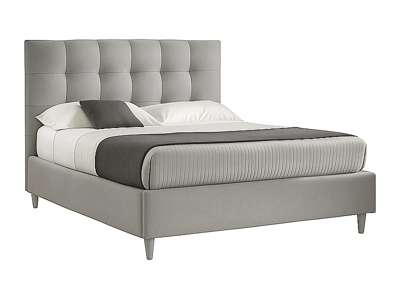 Nubea,  Letto alla Francese Rivestimento Velluto Idrorepellente Grigio Chiaro (155cm X 225cm X 120cm)