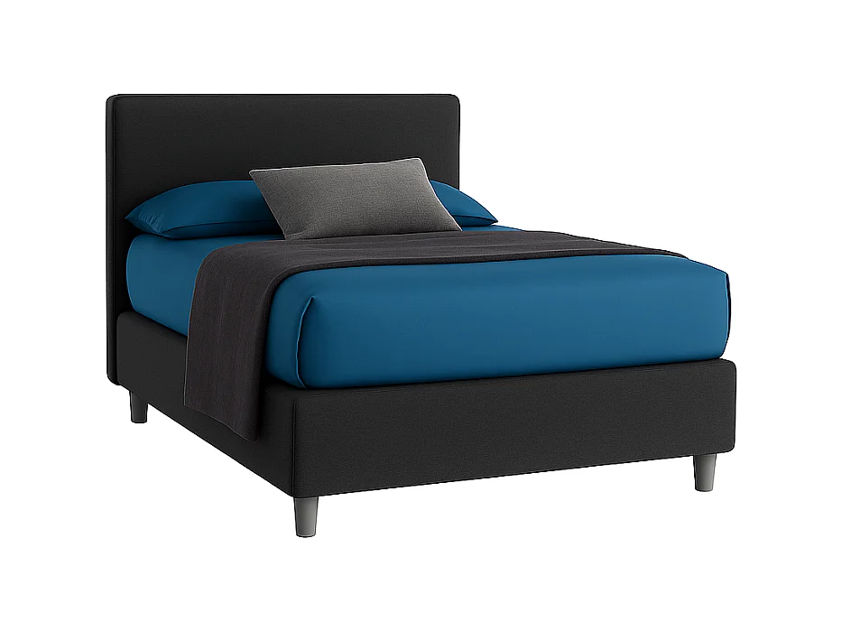 Vela,  Letto a Una Piazza E Mezza Rivestimento Tessuto Idrorepellente Nero (135cm X 225cm X 120cm)| Duzzle