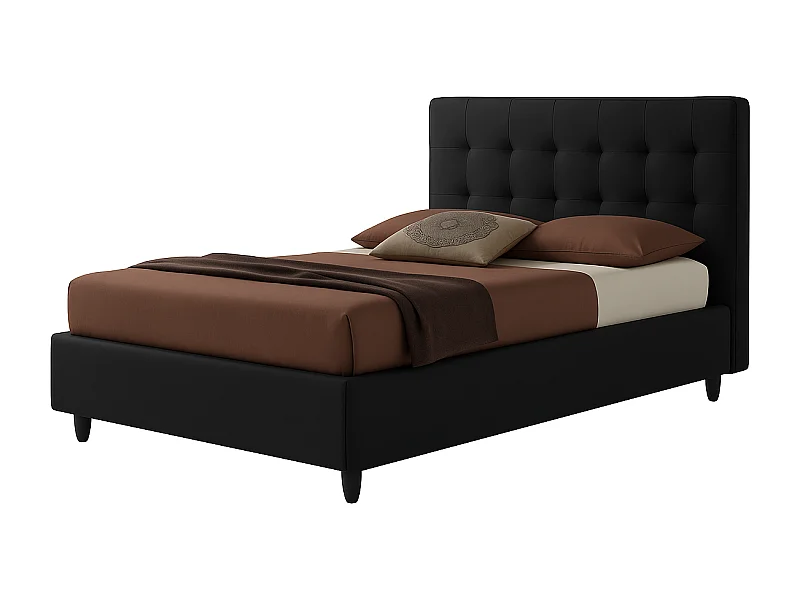 Talia,  Letto a Una Piazza E Mezza Rivestimento Tessuto Idrorepellente Nero (135cm X 225cm X 120cm)