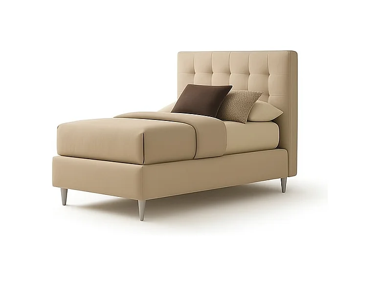 Talia,  Letto a Una Piazza E Mezza Rivestimento Tessuto Idrorepellente Beige (135cm X 225cm X 120cm)| Duzzle