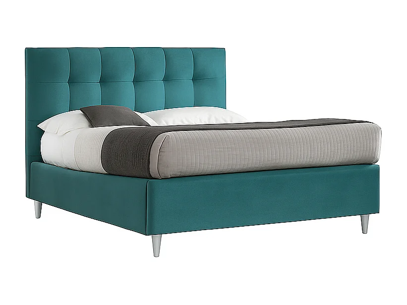 Nubea,  Letto alla Francese Rivestimento Velluto Idrorepellente Turchese (155cm X 225cm X 120cm)