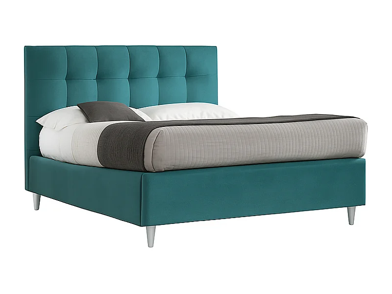 Nubea,  Letto alla Francese Rivestimento Velluto Idrorepellente Turchese (155cm X 225cm X 120cm)