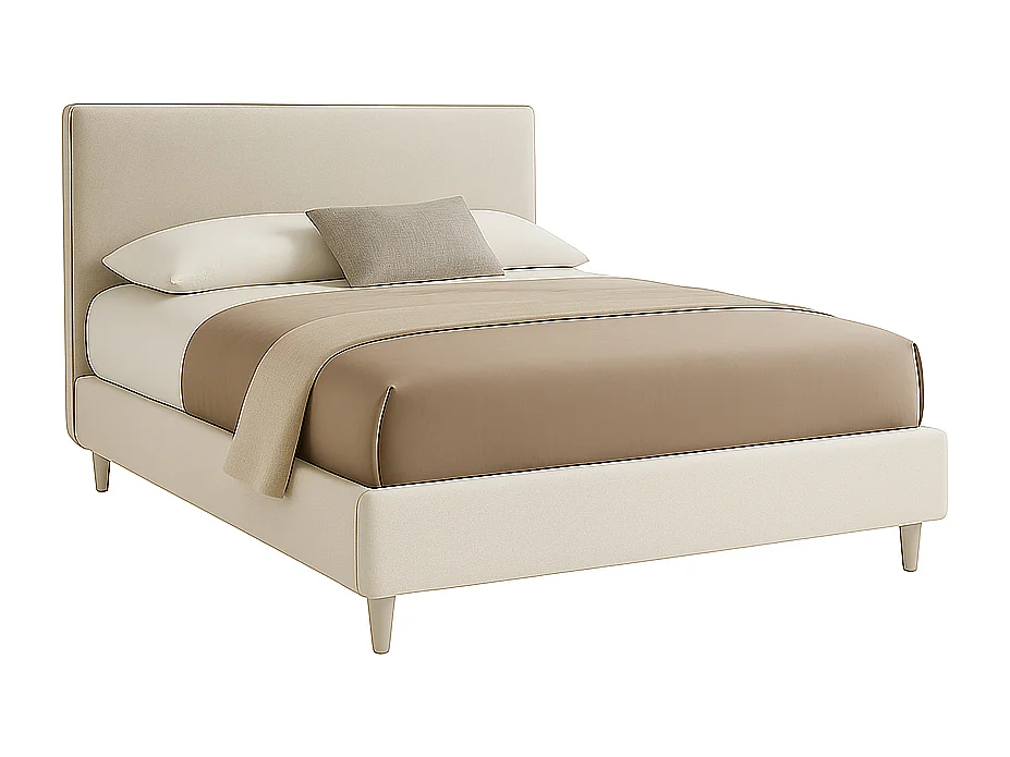 Vela,  Letto alla Francese Con Rete Rivestimento Tessuto Idrorepellente Beige (155cm X 225cm X 120cm)