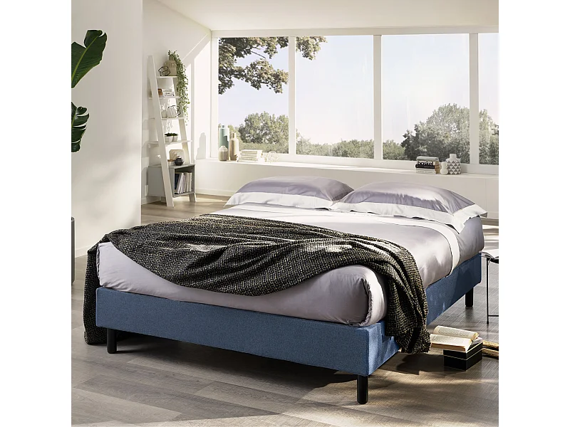 Sommy,  Letto One Box Una Piazza E Mezza Tessuto Blu (120cm X 195cm X 35cm)| Duzzle