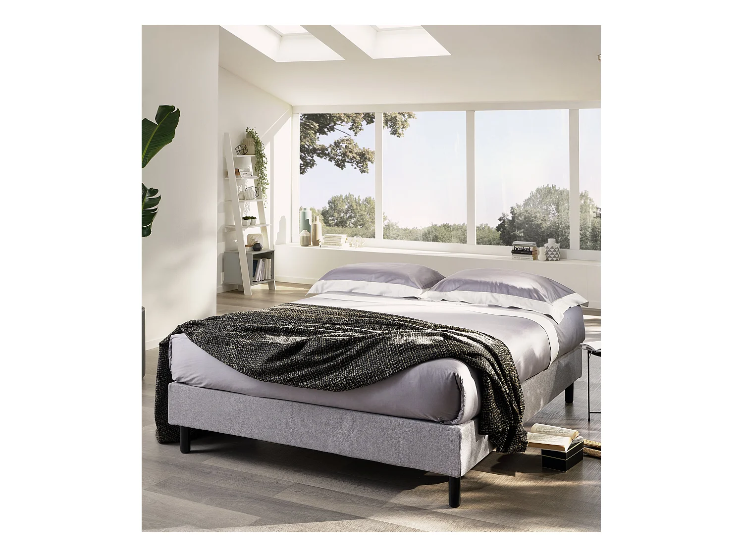 Sommy,  Letto One Box Singolo Tessuto Grigio Chiaro (80cm X 195cm X 35cm)| Duzzle