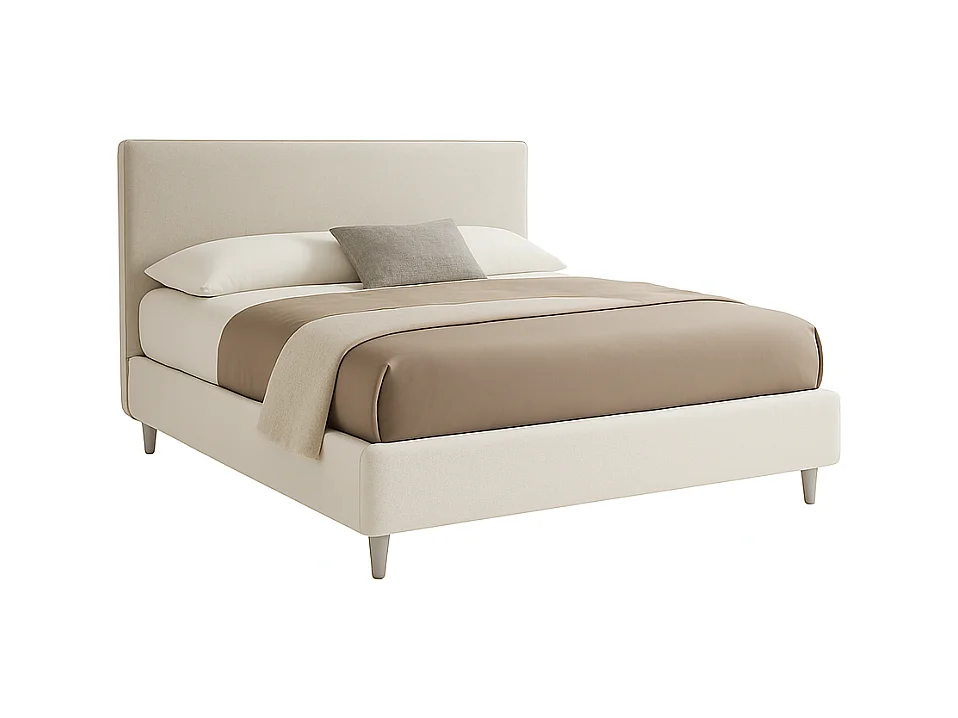 Vela,  Letto Matrimoniale Con Rete Rivestimento Tessuto Idrorepellente Beige (175cm X 225cm X 120cm)| Duzzle