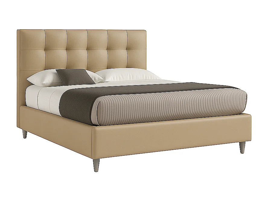 Nubea,  Letto Matrimoniale Rivestimento Vegan Leather Easy Clean Beige  (175cm X 225cm X 120cm)| Duzzle