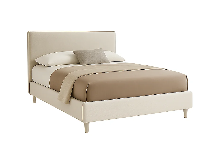 Vela,  Letto alla Francese Rivestimento Tessuto Idrorepellente Beige (155cm X 225cm X 120cm)| Duzzle