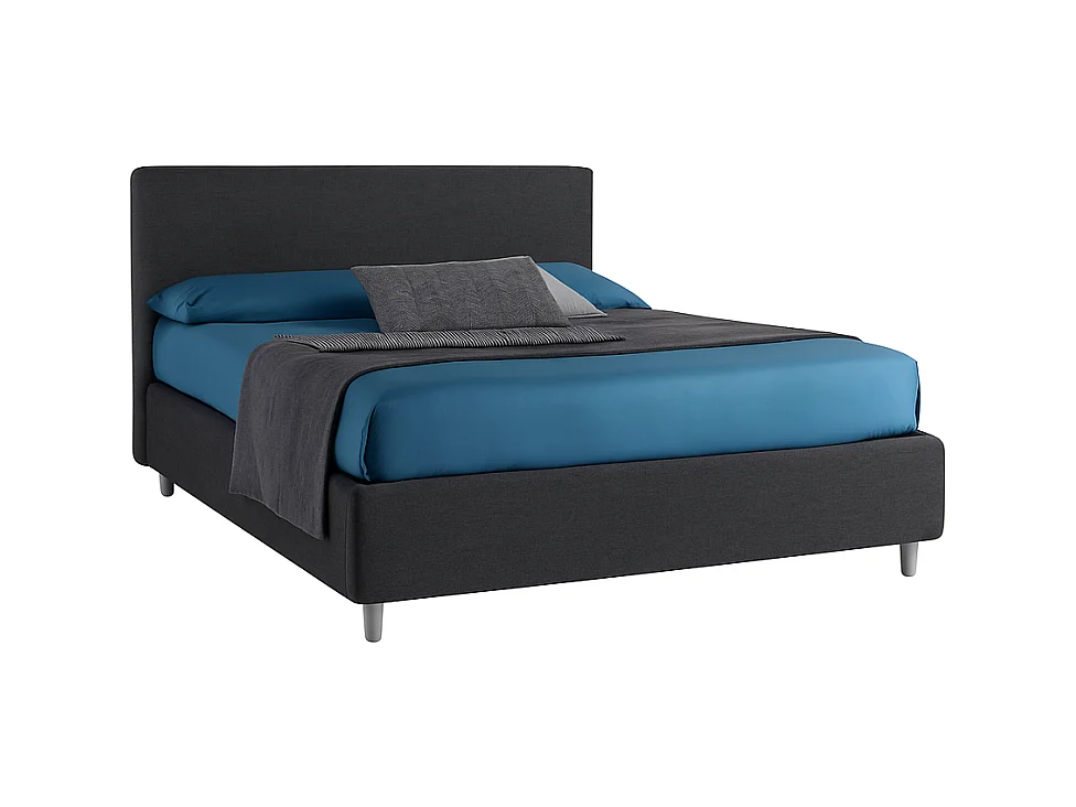 Vela,  Letto Matrimoniale Rivestimento Tessuto Idrorepellente Nero (175cm X 225cm X 120cm)| Duzzle