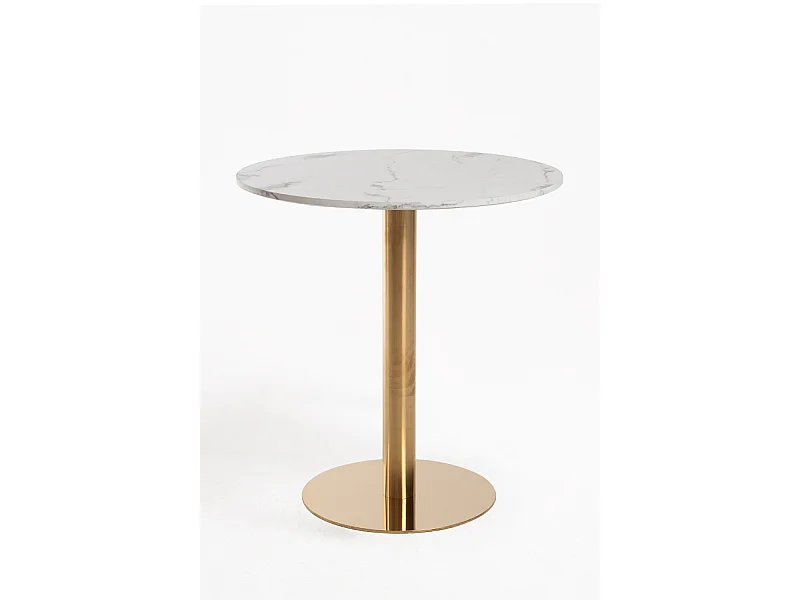 Mesas Auxiliares - Mesa Firro Redonda 70cm Golden - Blanco